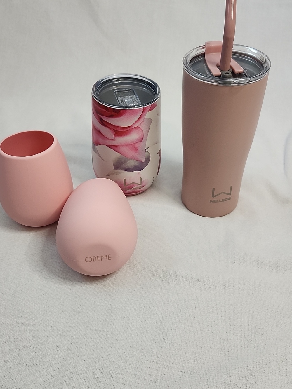 Odeme Silicone stemless wine glasses and Wellness stainless insulated cups